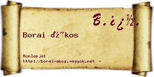 Borai Ákos névjegykártya